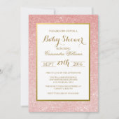 Roos Gold Glitter - Uitnodiging tot Baby shower (Voorkant)