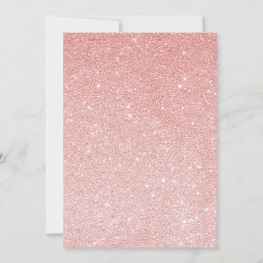 Roos Gold Glitter - Uitnodiging tot Baby shower (Achterkant)