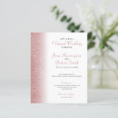 Roos Gold Glitter - uitnodiging voor virtueel wedd (Staand voorkant)