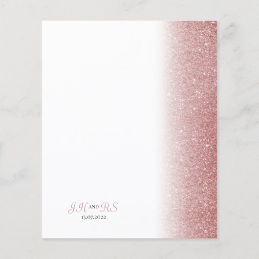 Roos Gold Glitter - uitnodiging voor virtueel wedd (Achterkant)