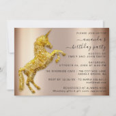 Roos Gold Glitter Unicorn Horse Birthday Kaart (Voorkant)
