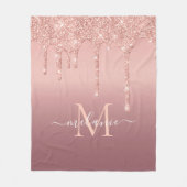Roos Gold Glitter Uw Letter Naam Fleece Deken (Voorkant)