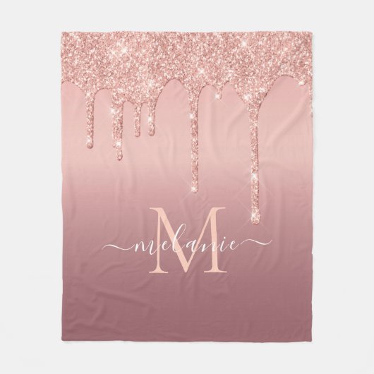 Roos Gold Glitter Uw Letter Naam Fleece Deken (Voorkant)