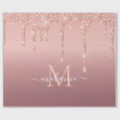 Roos Gold Glitter Uw Letter Naam Inpakpapier (Vlak)