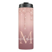 Roos Gold Glitter Uw Letter Naam Thermal Tumbler Thermosbeker (Voorkant)