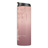 Roos Gold Glitter Uw Letter Naam Thermal Tumbler Thermosbeker (Geroteerd rechts)