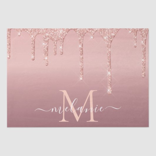 Roos Gold Glitter Uw Letter Naam Weefsel Papier (Voorkant)