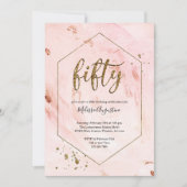 Roos Gold Glitter van de 50e verjaardag van de vro Kaart (Voorkant)