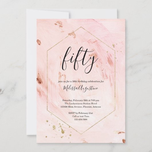 Roos Gold Glitter van de 50e verjaardag van de vro Kaart (Voorkant)