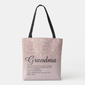 Roos Gold Glitter van Grandma Definition Script Tote Bag (Achterkant)
