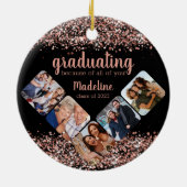 Roos Gold Glitter vanwege je vijf fotograaf Keramisch Ornament (Achterkant)