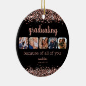 Roos Gold Glitter vanwege uw 5 Foto Afstudeerder Keramisch Ornament (Rechts)