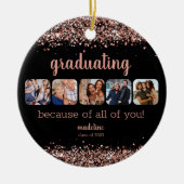 Roos Gold Glitter vanwege uw 5 Foto Afstudeerder Keramisch Ornament (Voorkant)