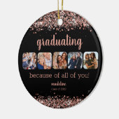 Roos Gold Glitter vanwege uw 5 Foto Afstudeerder Keramisch Ornament (Links)