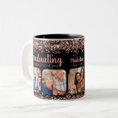 Roos Gold Glitter vanwege uw 5 Foto Afstudeerder Tweekleurige Koffiemok (Voorkant links)