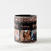 Roos Gold Glitter vanwege uw 5 Foto Afstudeerder Tweekleurige Koffiemok (Center)