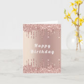 Roos Gold Glitter Verjaardag Kaart (Gele Bloem)