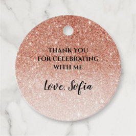 Roos Gold Glitter Verjaardagscadeau Dank u Label