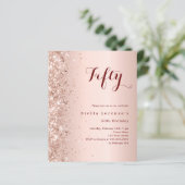 Roos Gold Glitter Verjaardagsuitnodiging (Staand voorkant)