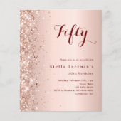 Roos Gold Glitter Verjaardagsuitnodiging (Voorkant)