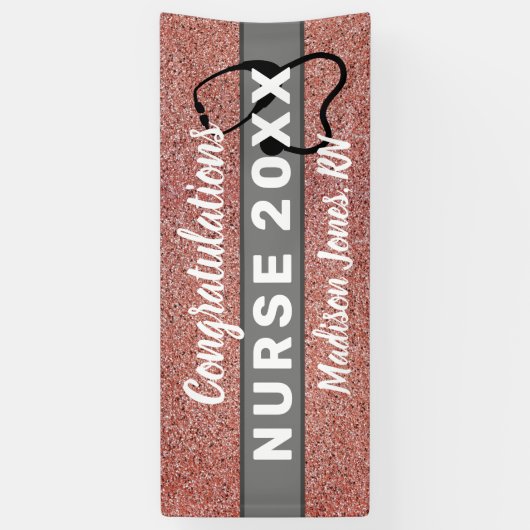 Roos Gold Glitter Verpleegster Afstuderen Klasse J Spandoek (Verticaal)