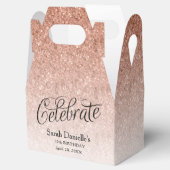 Roos Gold Glitter Vier Aangepaste Verjaardag Bedankdoosjes (Geopend)