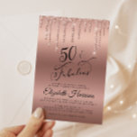 Roos Gold Glitter Virtual 50th Birthday Party Kaart<br><div class="desc">Elegant en chic virtual 50th verjaardagsfeest party-uitnodiging met "50 & Fabulous" in een  stijlvol script tegen een gouden achtergrond van het roos,  met een gouden faux glitter van het roos van bovenaf.</div>