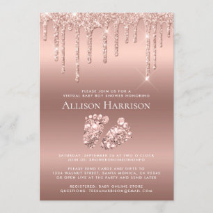 Roos Gold Glitter Virtual Baby Shower Kaart