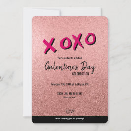 Roos Gold Glitter Virtual Galentine Valentijn Kaart