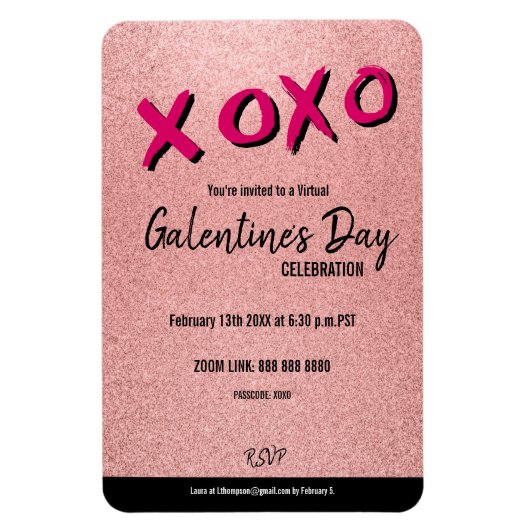 Roos Gold Glitter Virtual Galentine Valentijn Magneet (Verticaal)