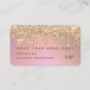 Roos Gold Glitter - Visitekaartje met creditcard