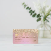 Roos Gold Glitter - Visitekaartje met creditcard (Staand voorkant)