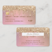 Roos Gold Glitter - Visitekaartje met creditcard (Voorkant / Achterkant)
