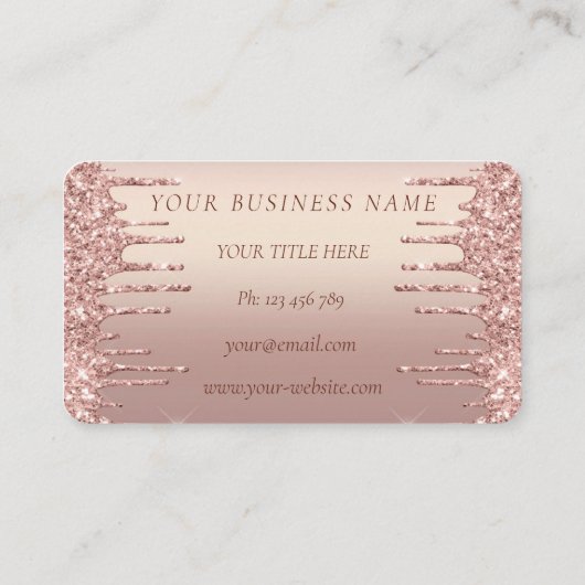 Roos Gold Glitter Visitekaartje Uw persoonlijke we (Achterkant)