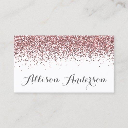 Roos Gold Glitter Visitekaartjes (Voorkant)