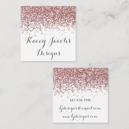 Roos Gold Glitter Visitekaartjes (Voorkant / Achterkant)