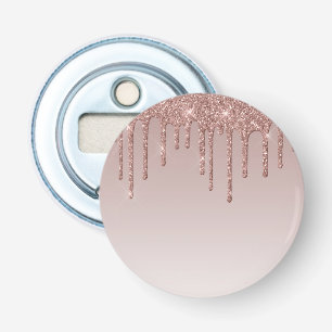 Roos Gold Glitter vloeibare schijven Button Flesopener