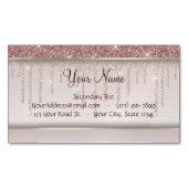 Roos Gold Glitter vloeibare schijven Magnetisch Visitekaartje (Voorkant)