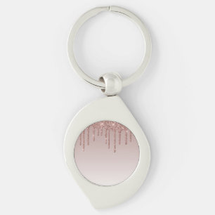 Roos Gold Glitter vloeibare schijven Sleutelhanger