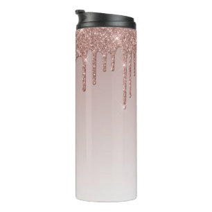 Roos Gold Glitter vloeibare schijven Thermosbeker