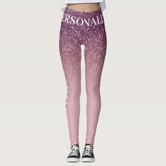 Roos Gold Glitter, voeg Jouw naam of tekst toe Leggings (Voorkant)