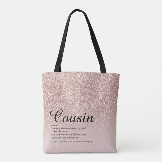 Roos Gold Glitter voor neef Definition Script Tote Bag (Achterkant)