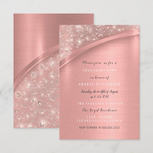 Roos Gold Glitter Vrijgezellenfeest Birthday Sweet Kaart (Voorkant / Achterkant)