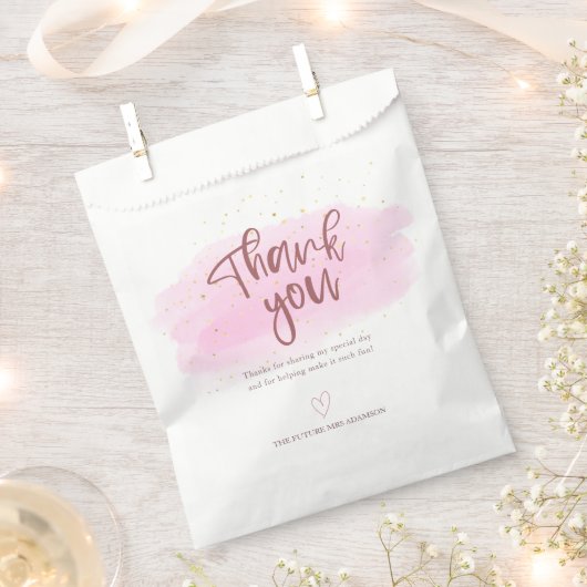 Roos Gold Glitter Vrijgezellenfeest Hartelijk dank Bedankzakje (Geknipt)