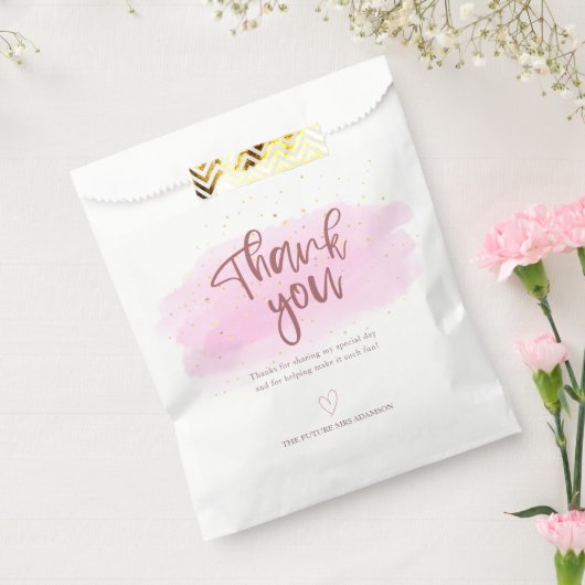 Roos Gold Glitter Vrijgezellenfeest Hartelijk dank Bedankzakje (Gezegeld)