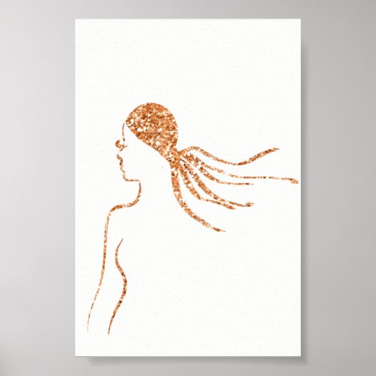 ROOS GOLD GLITTER VROUW LICHAAMSLEZEN POSTER (Voorkant)