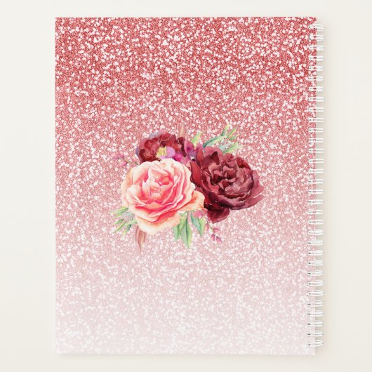 Roos Gold Glitter Waterverf Floral Planner (Achterkant)