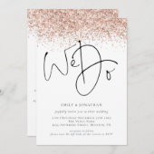 Roos Gold Glitter We doen QR Weddenschap Kaart (Voorkant / Achterkant)