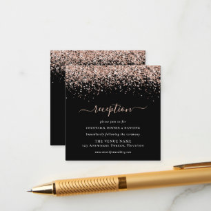 Roos Gold Glitter Weddenschap Black - Gegevens ove Informatiekaartje