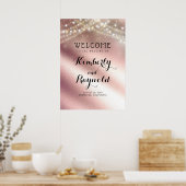 Roos Gold Glitter Weddenschap Welkomstbord Poster (Keuken)